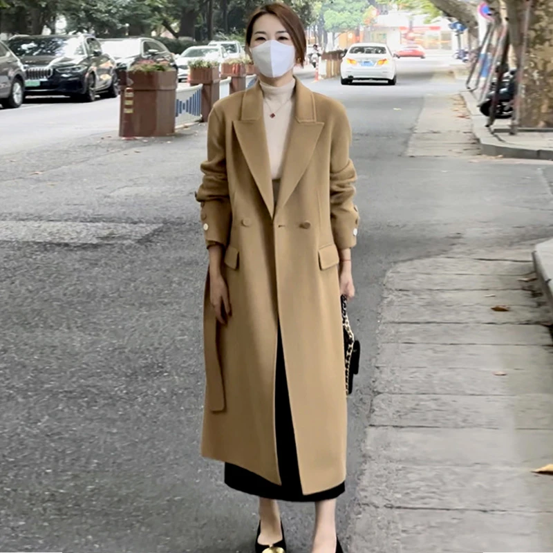 2023秋冬双面100%羊毛呢大衣中长款高贵上档次女装外套DJ23839