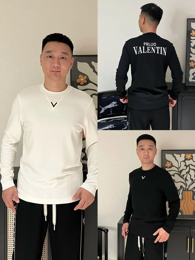 PRLUO VALENTIN《国际行》2025秋男士百搭打底修身纯色简约休闲长袖