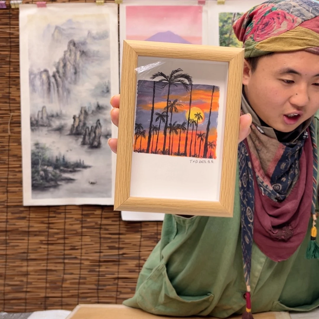 油画行路人小院绘画作品竞拍