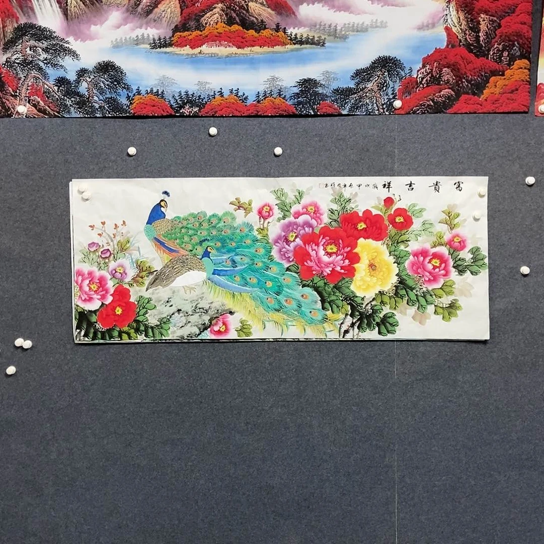 国画小六尺牡丹一副