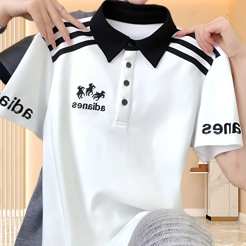 【纯棉】洋气衣服女夏季2025大码刺绣设计Polo领百搭休闲短袖t恤女