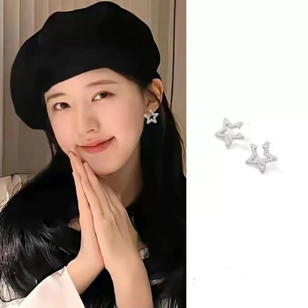 铜合金合成锆石耳饰 镀k金 25款C3024【女团同款】Jeanniezoo耳钉