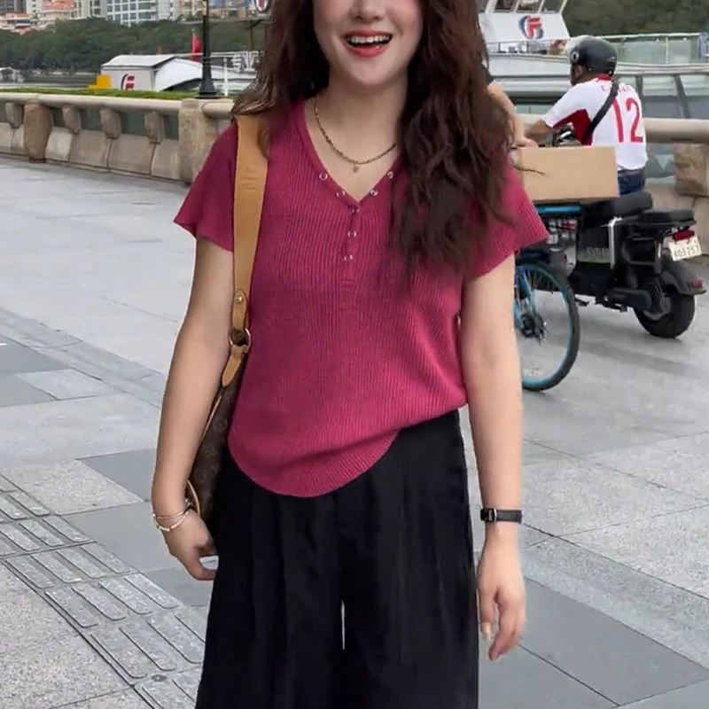 大码独特绝美纯色针织衫上衣夏季新款胖mm秋装女款爆款2025新款