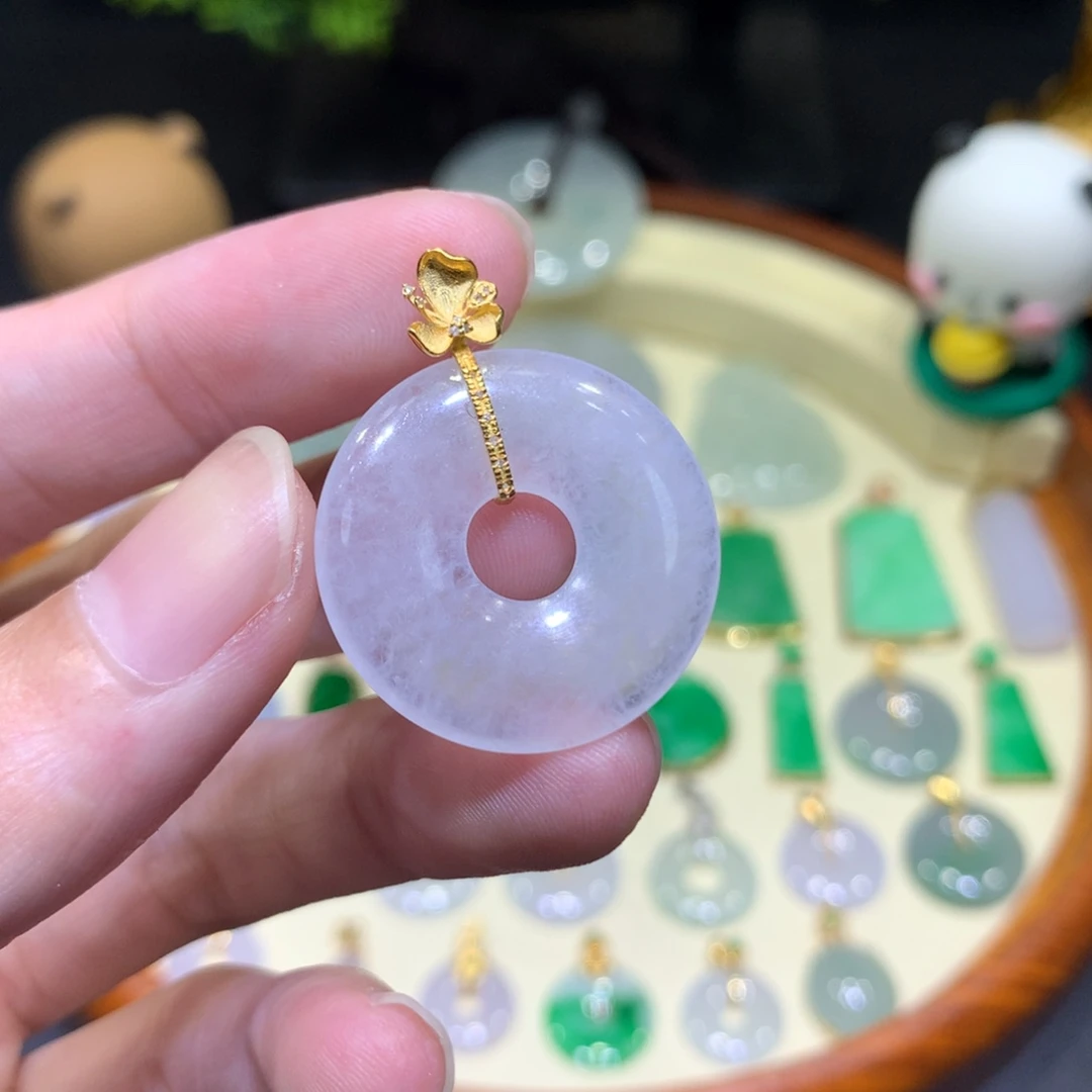 翡翠18K金镶嵌吊坠(不含链)