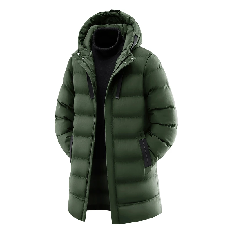 中长款羽绒棉服男士冬季新款连帽潮流加厚保暖防风棉袄棉大衣外套