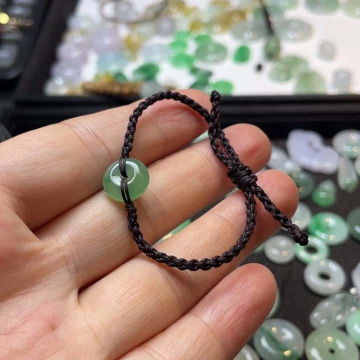 翡翠未镶嵌吊坠(不含链)平安扣手绳