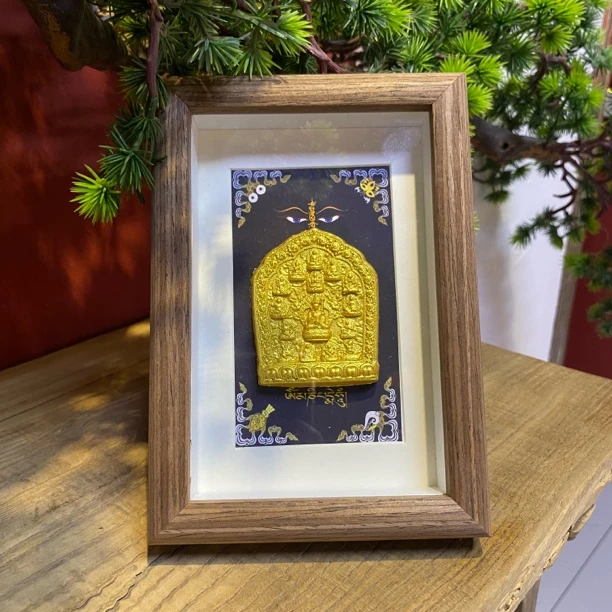 （多选）手工泥塑擦擦摆台多尊题材实木框大威德文殊莲师12*17厘米