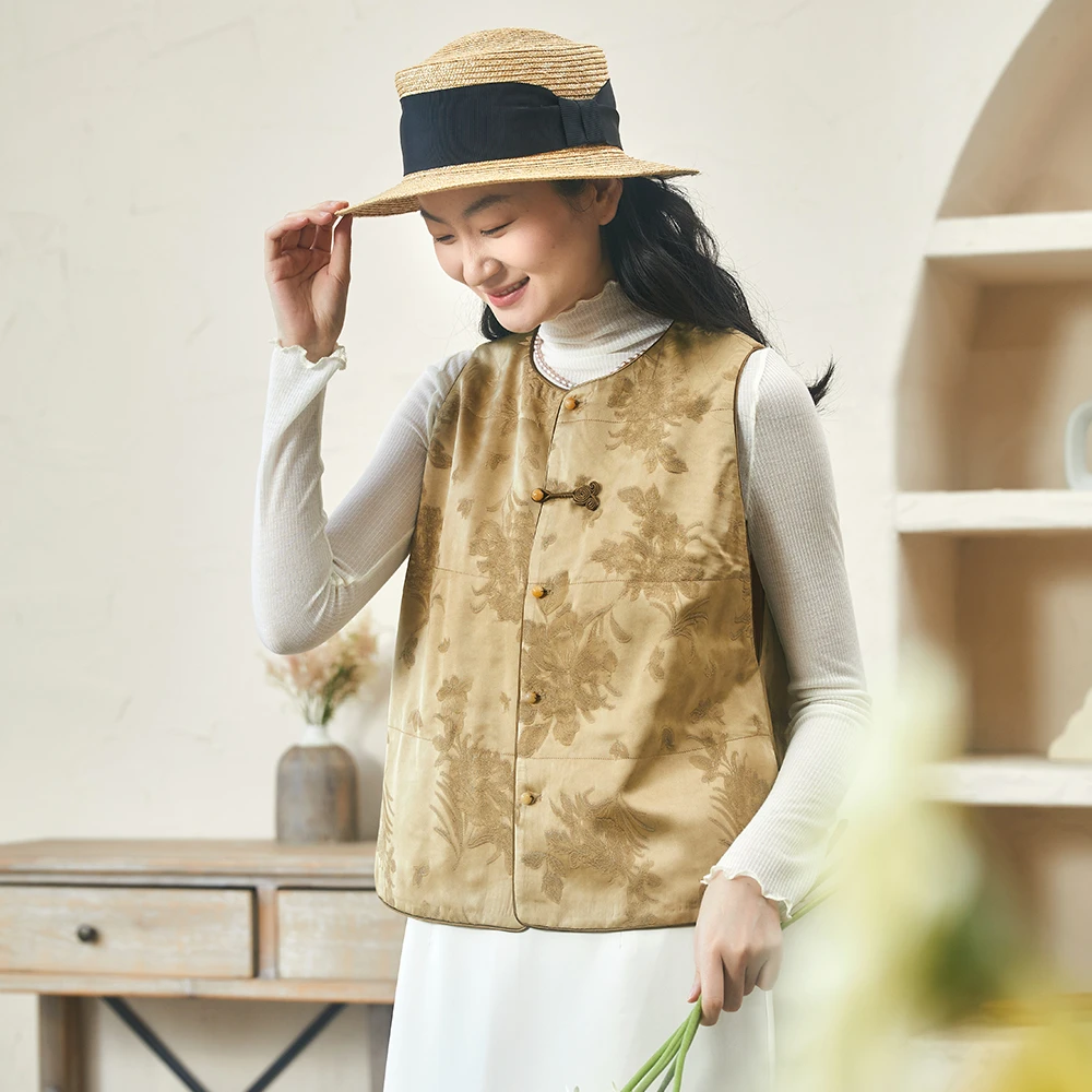 布小匠原创设计高级提花夹棉马夹女2025新款春季新中式中国风马甲