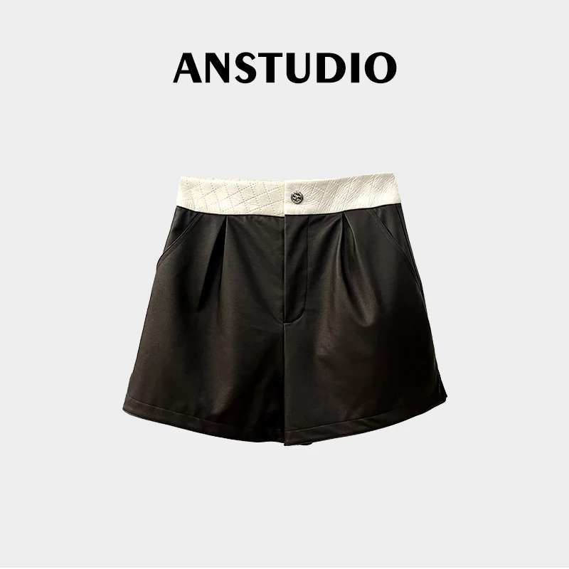 ANNI · ins网红百搭简约皮短裤  Ani-A166