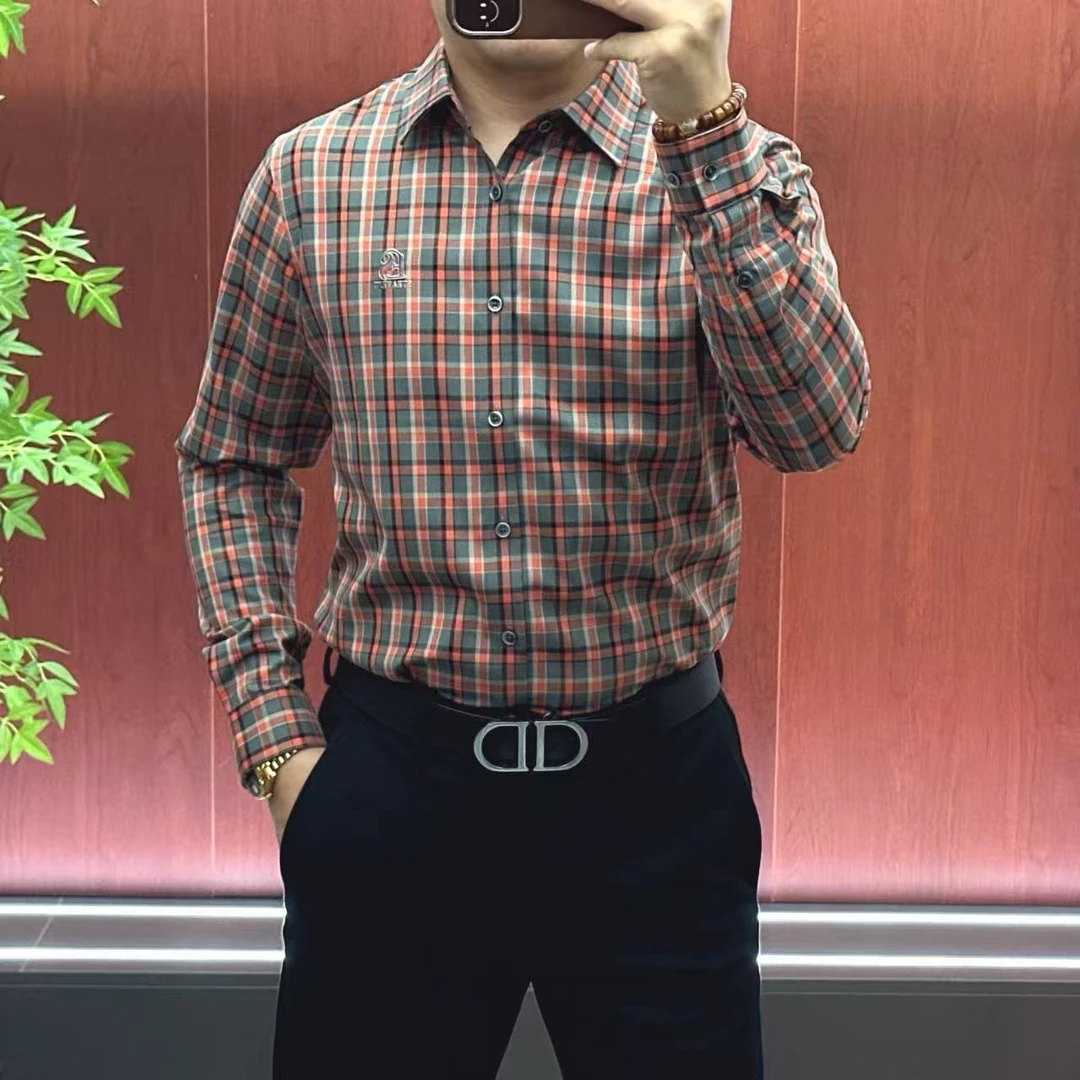 9202【衬衫】秋冬简约轻奢•高端大气•时尚减龄•棋盘格弹力衬衫•宏