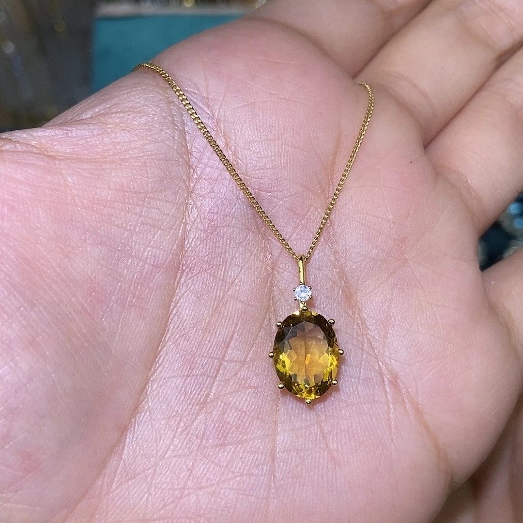 银S925镶嵌黄晶项链