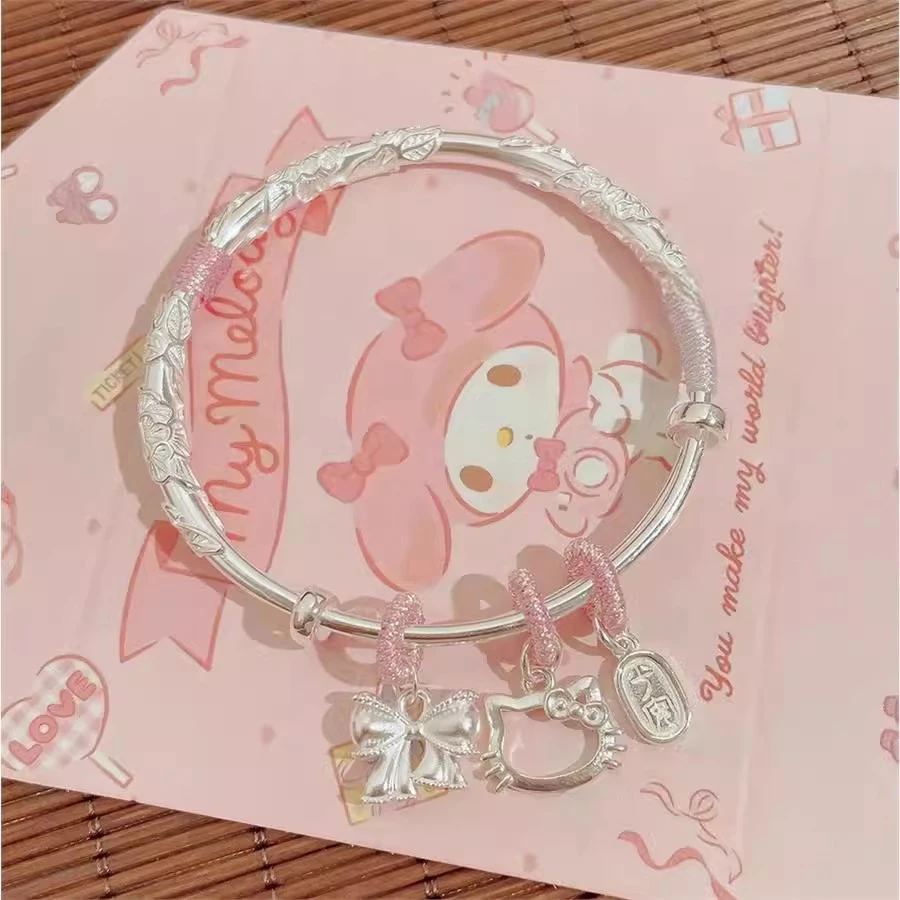 足银手镯 繁华Kitty 猫手镯足银999简约百搭轻奢风情人节送女朋友