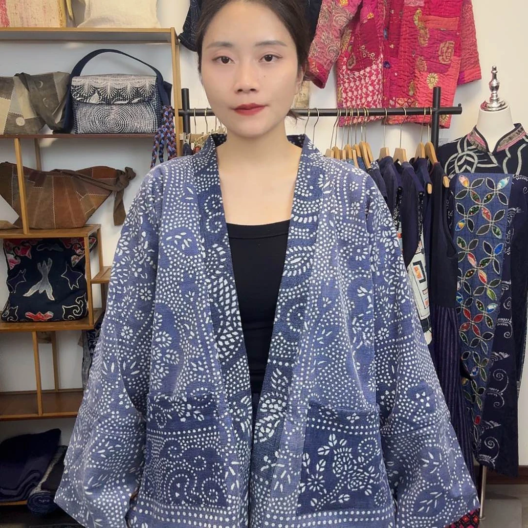 棉无填充物妤然服饰土布豆染外套