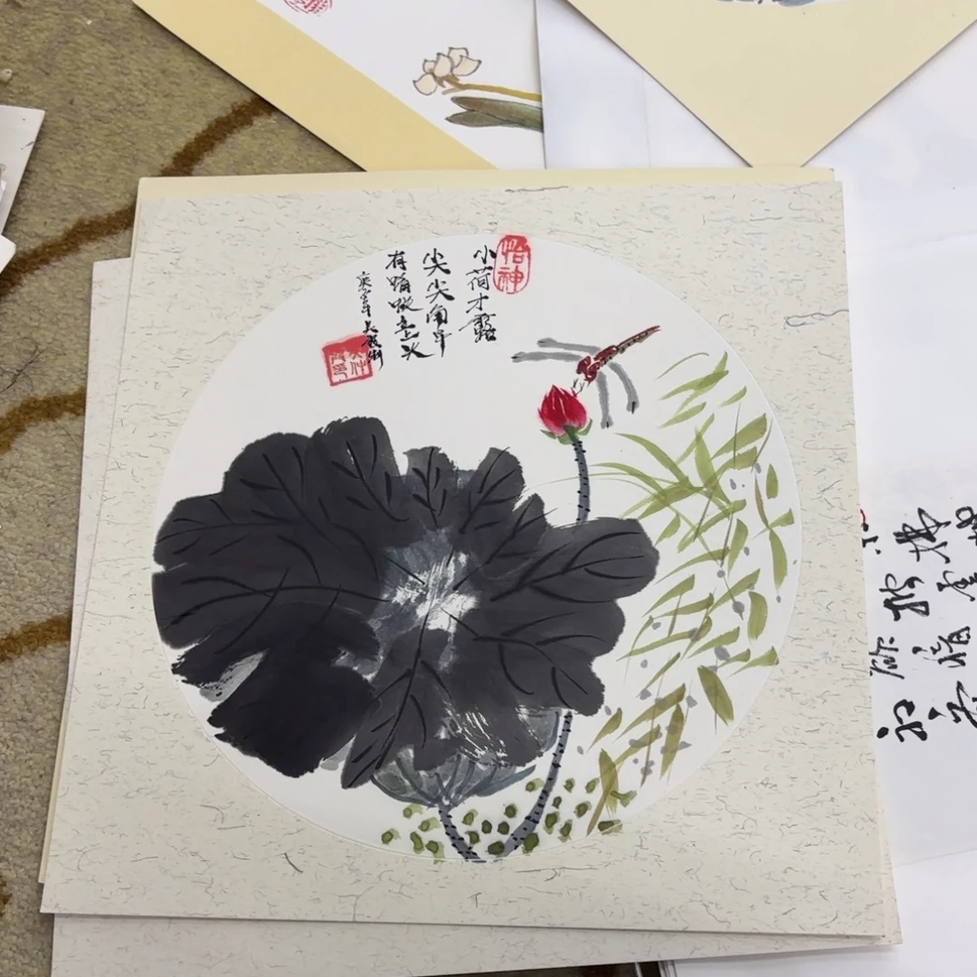 国画花鸟卡纸作品童