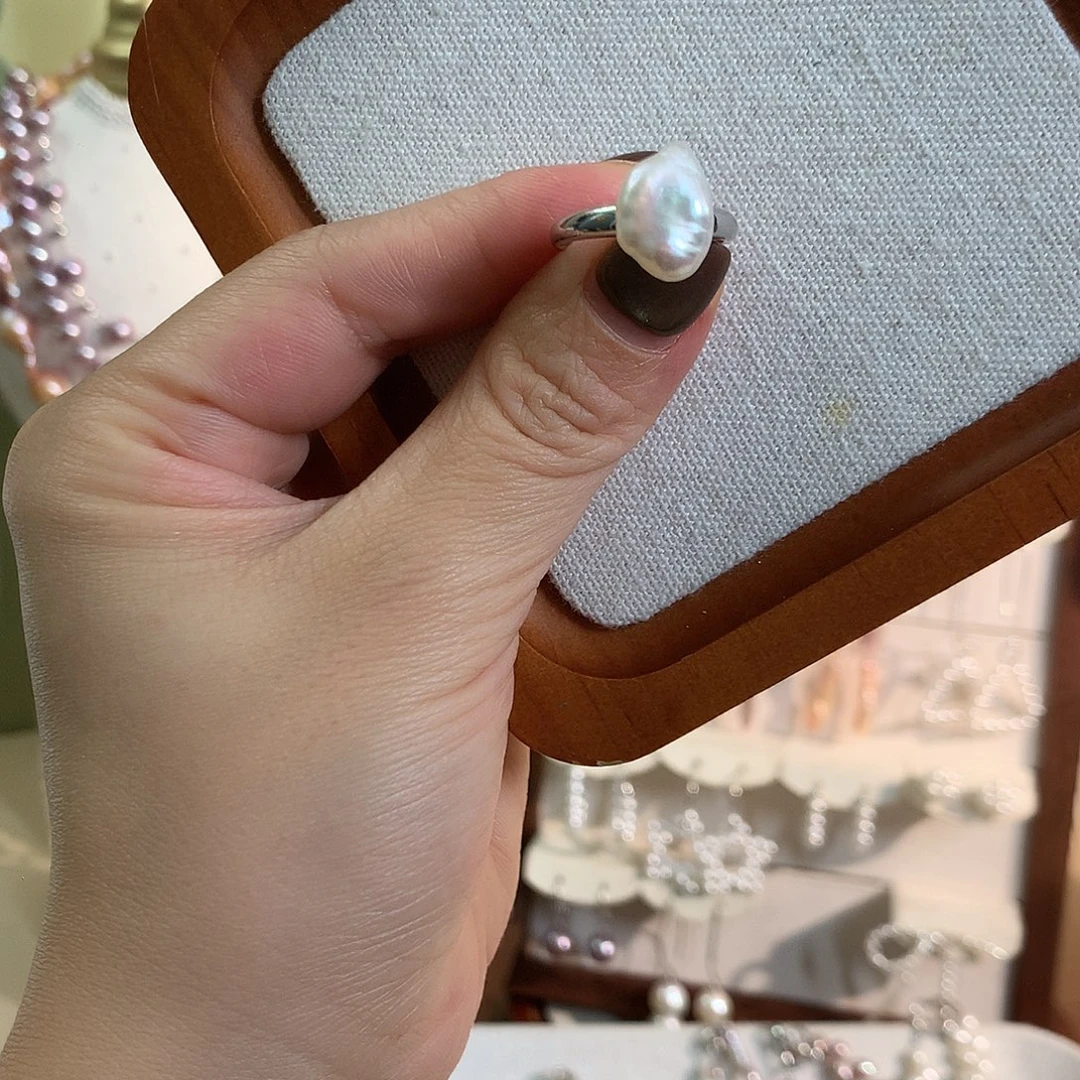 淡水珍珠颈饰银S925镶嵌福利款碎银戒指