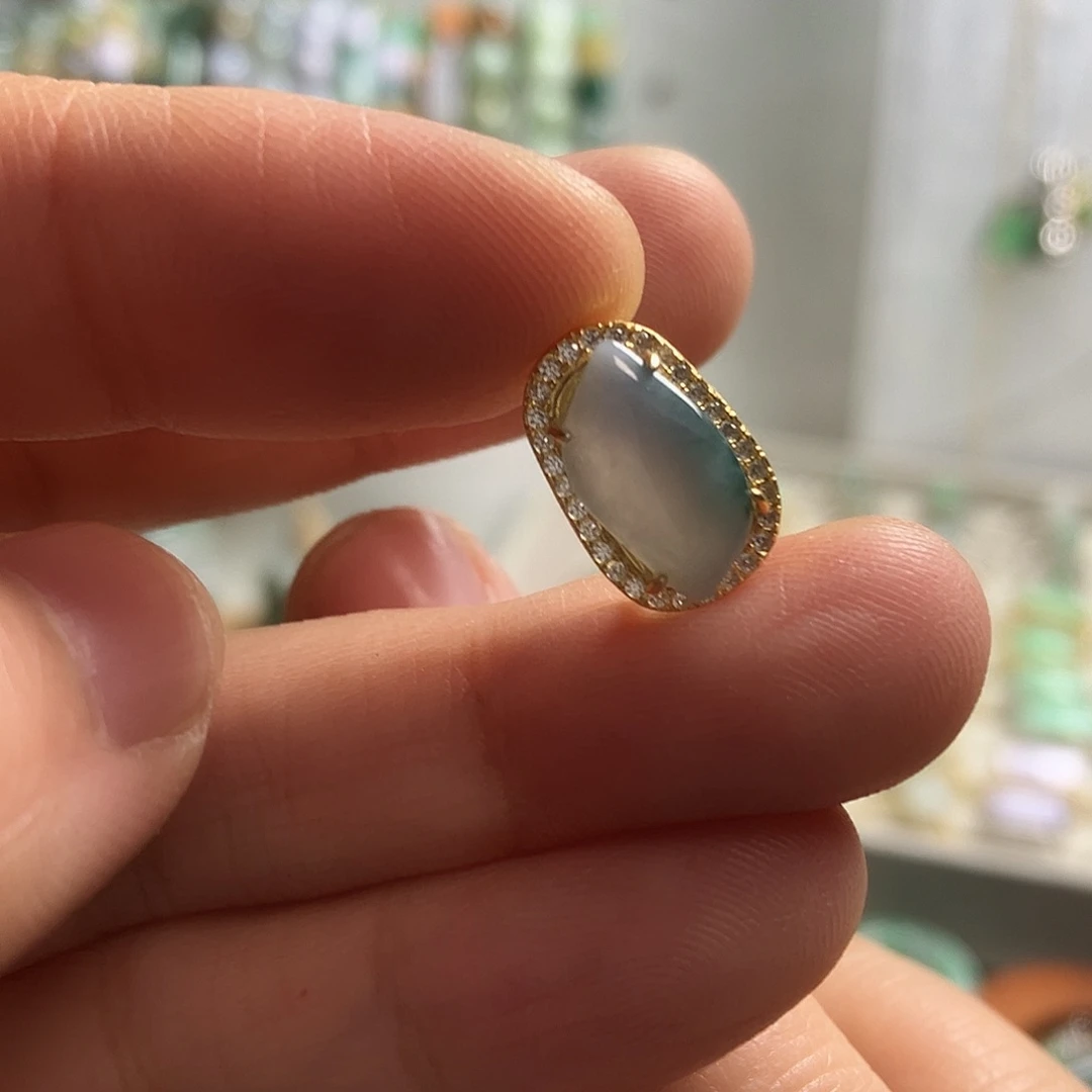 翡翠银S925镀金镶嵌颈饰26