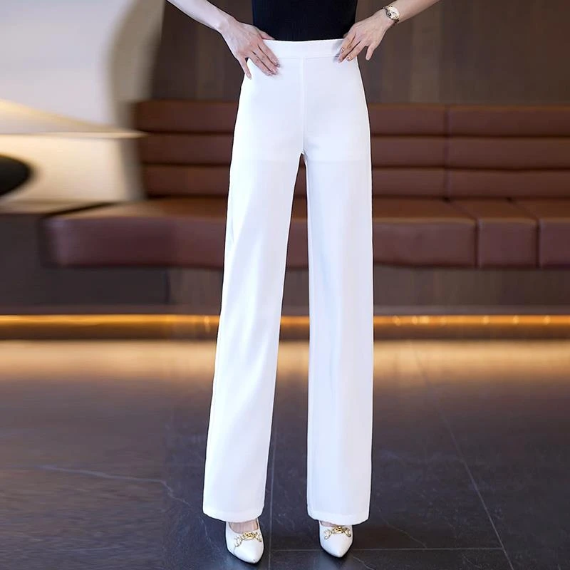 窄版阔腿裤小窄女夏季薄款新款高腰雪纺垂感直筒裤休闲冰丝西装裤