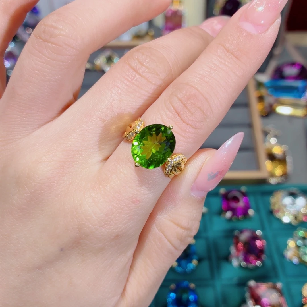 用***8戒指9K金镶嵌橄榄石戒指