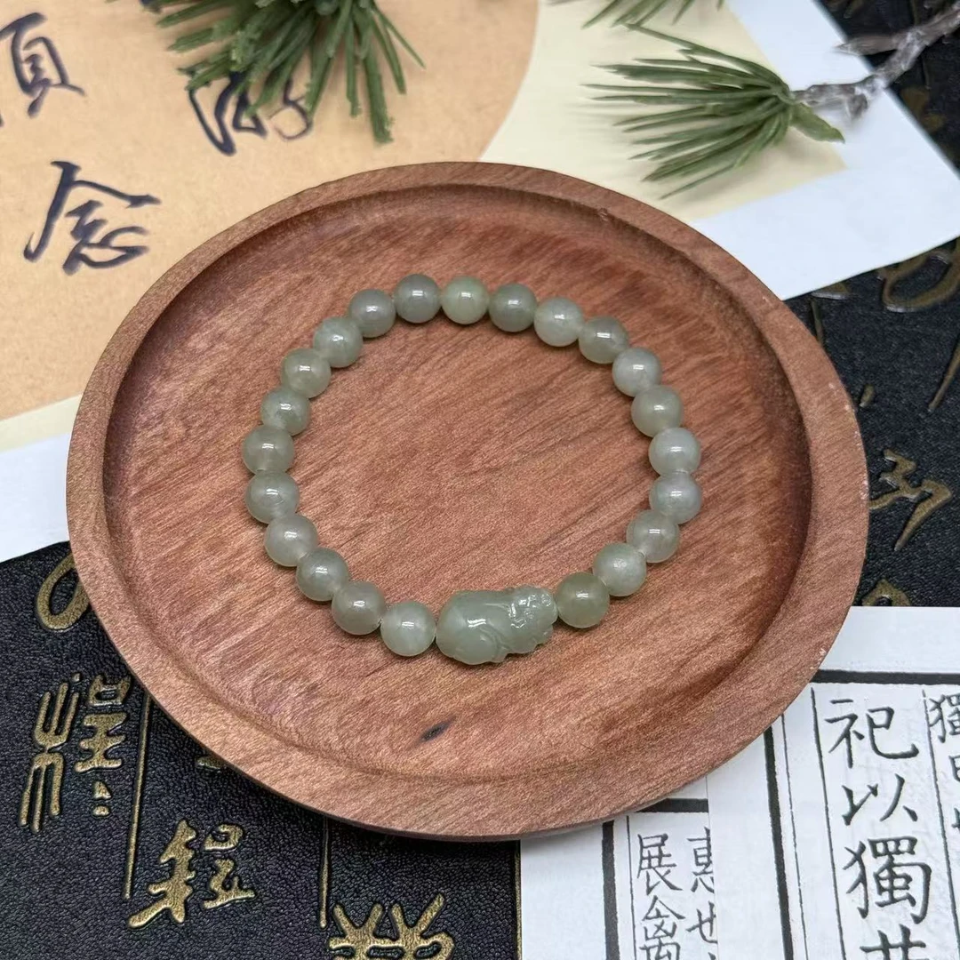 天然和田玉配和田玉貔貅手链 多样性发一HTY80690