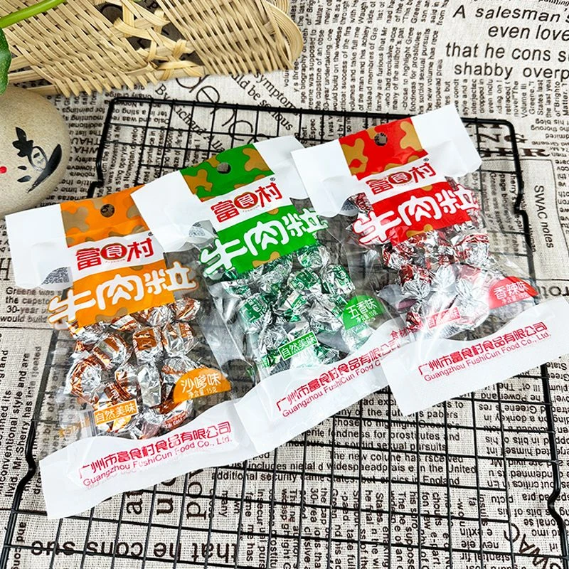 富食村牛肉粒15g香辣沙嗲五香便携办公室休闲解馋儿童牛肉干零食