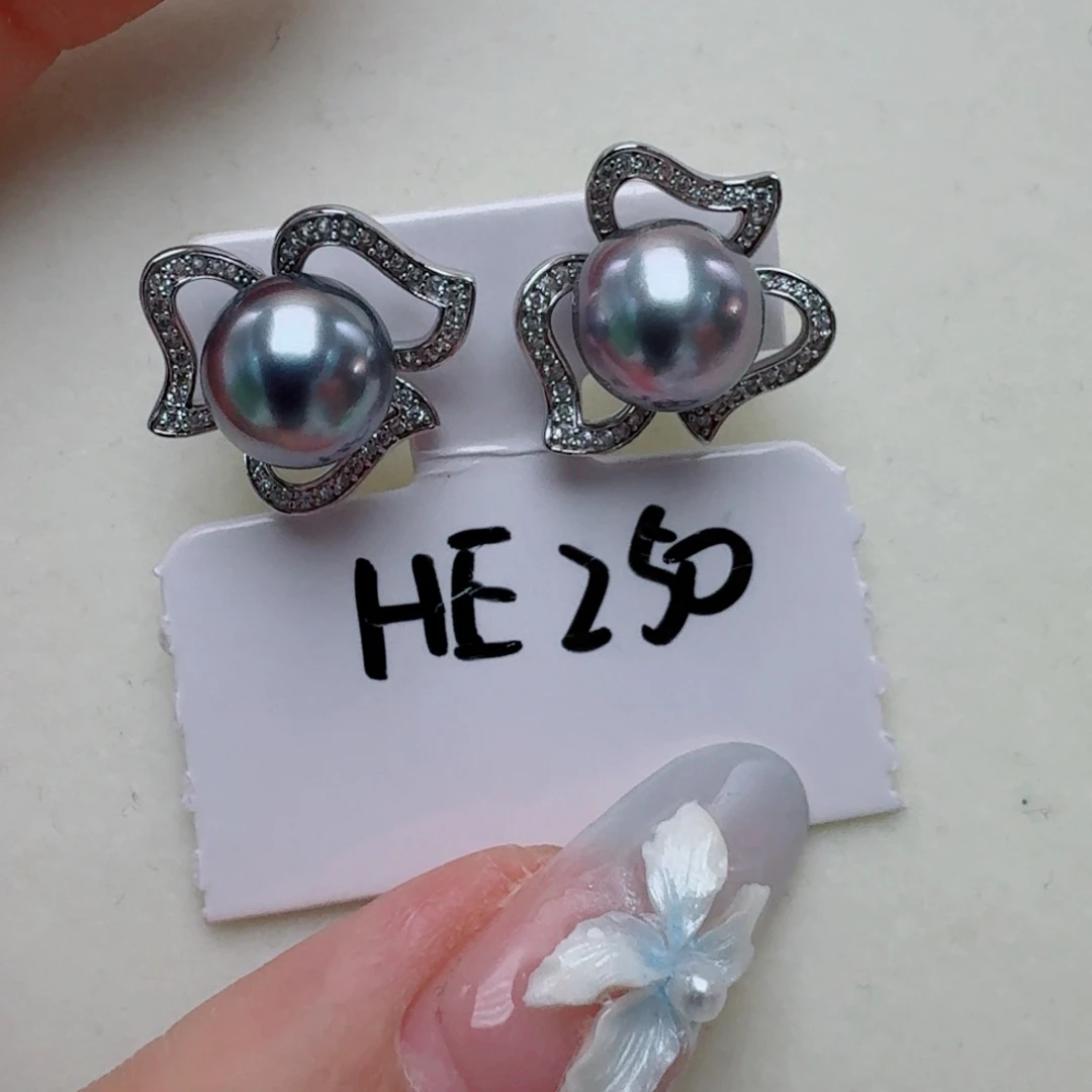 银S925镶嵌耳饰海水珍珠@@he250
