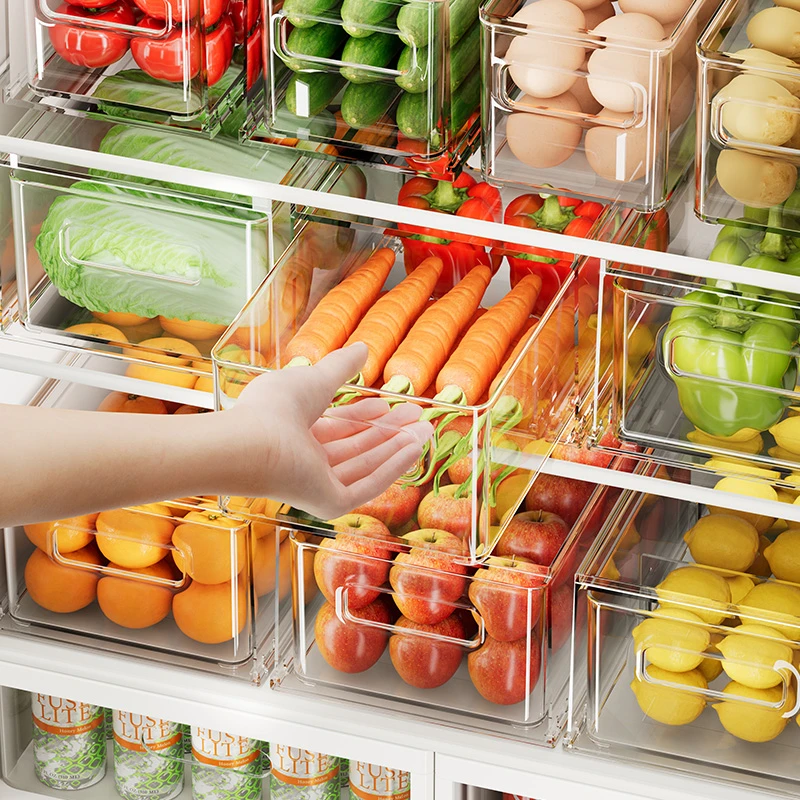 冰箱收纳盒抽屉透明厨房分类专用食品级蔬菜水果鸡蛋储物整理盒子
