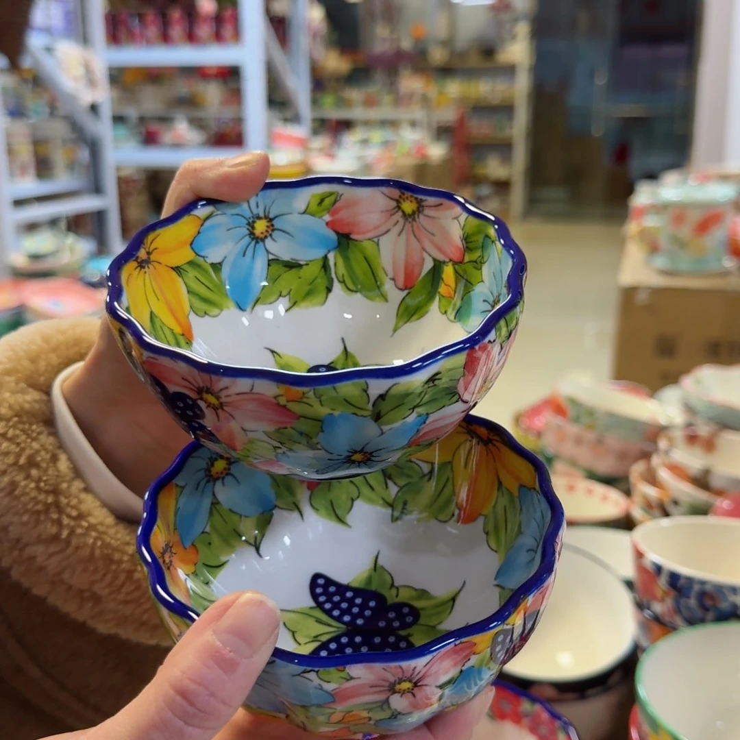 瓷片5英寸水仙花饭碗2只