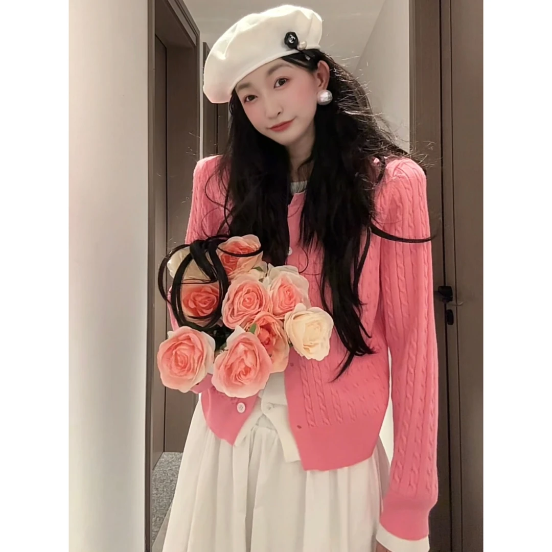 秋季盐系减龄长袖针织开衫~甜美淑女显瘦半身裙两件套 B137