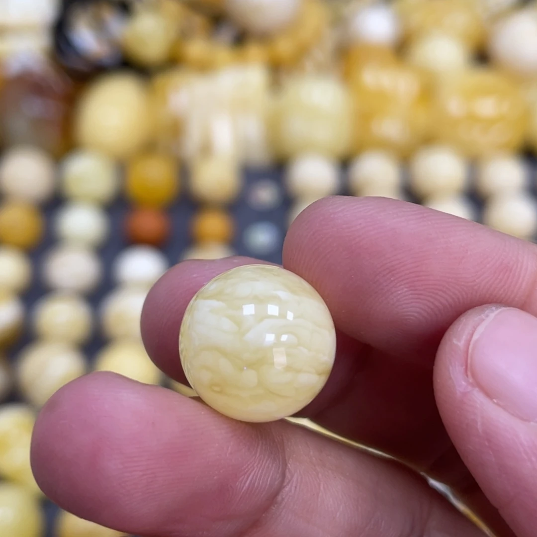 琥珀未镶嵌裸石14.3mm虎皮