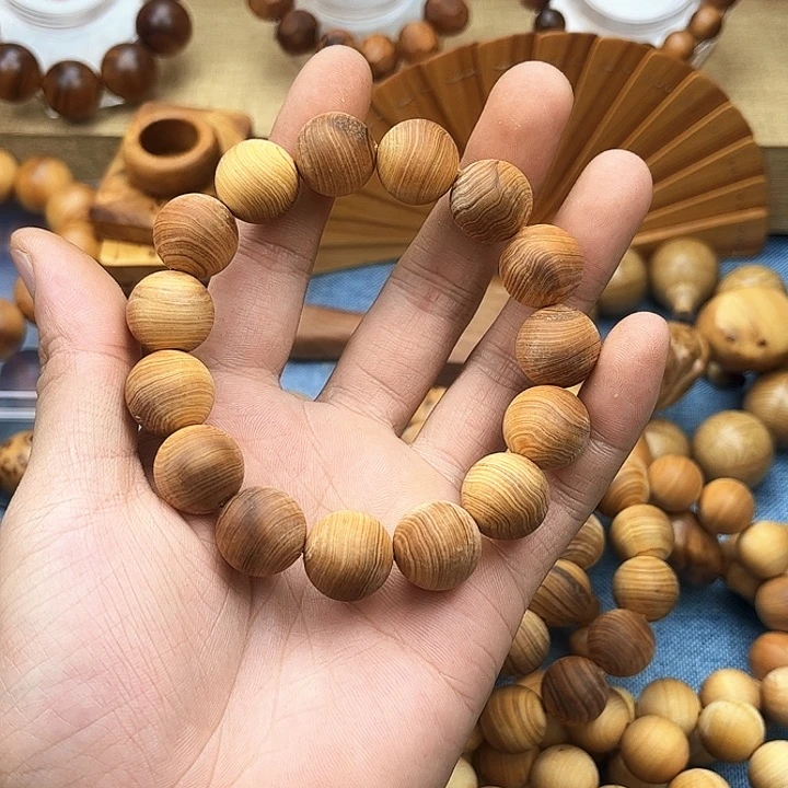 柏木（崖柏）手串/手链15黑油蚕丝纹无磨太行