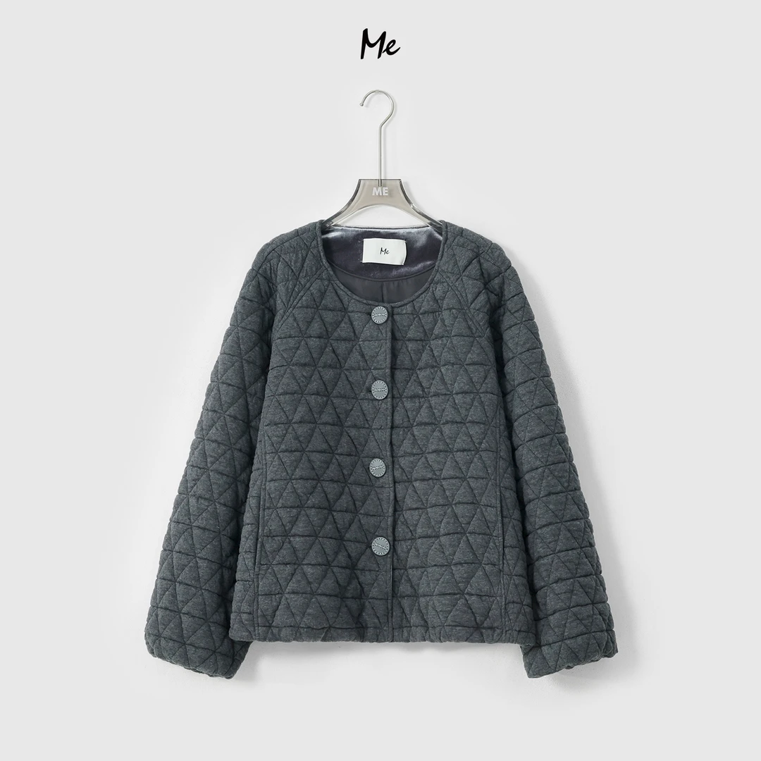 ME【长岛棉外套】复古菱格绗棉显瘦时尚百搭宽松休闲棉服MESA1709
