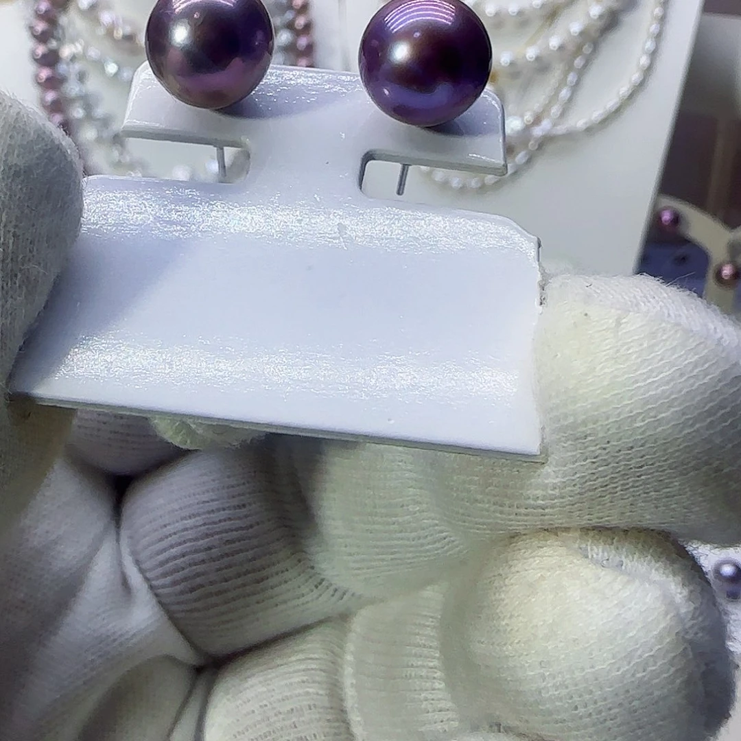 淡水珍珠耳钉银S925镶嵌心****2