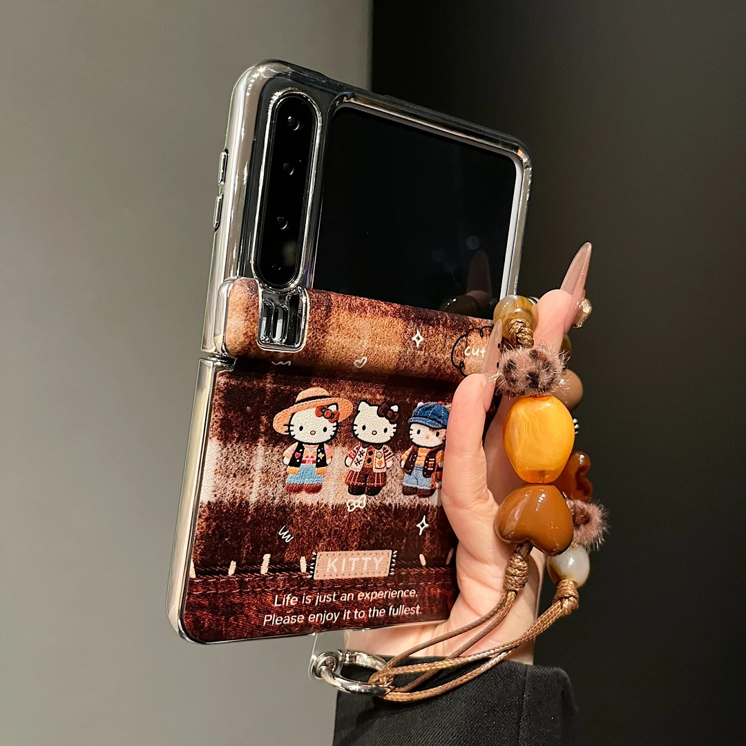 适用华为PuraX典藏版折叠屏手机壳复古拼接格纹KT猫Pocket2防摔女