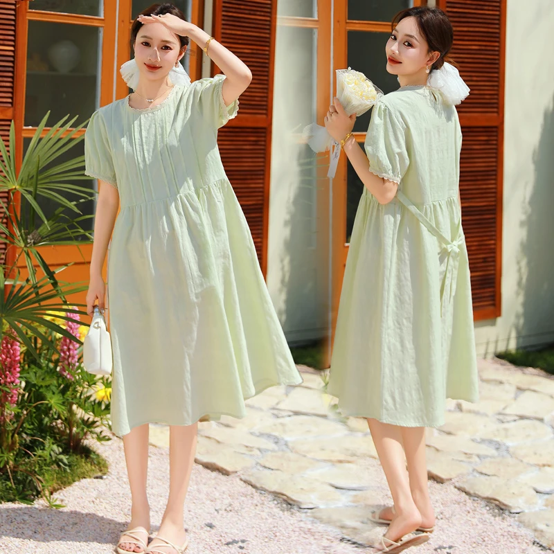 孕妇连衣裙夏季2025新款爆款气质裙潮妈宽松中长款遮肚子显瘦裙子