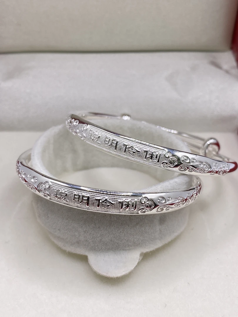 足银手镯 足银手镯  足银999光面聪明伶俐儿童手镯手工圈圈素款