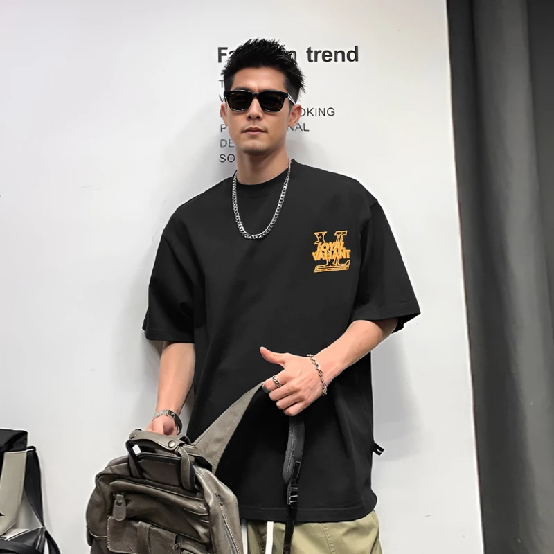 短袖字母夏季圆领刺绣修身型T恤潮流情侣男士上衣T2081