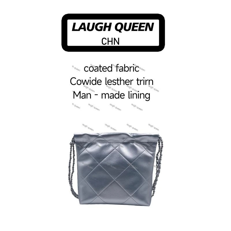Laugh Queen无手工打造真皮女士新款包菱格10228-1银色垃圾袋