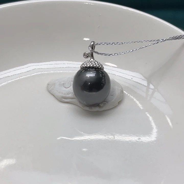 海水珍珠颈饰银S925镶嵌11-12mm 90号