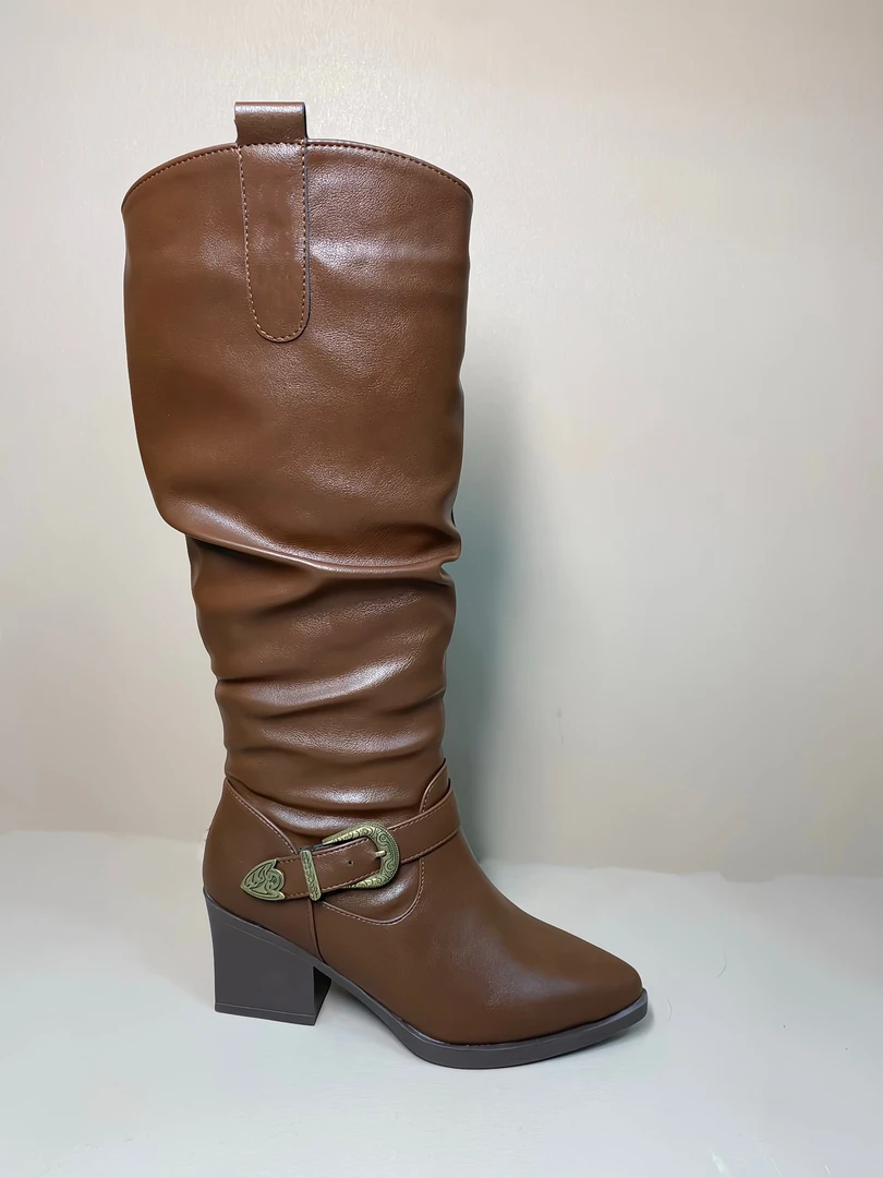 6203 爆款皮靴子女网红骑士靴尖头增高一脚蹬不过膝新款高筒长靴