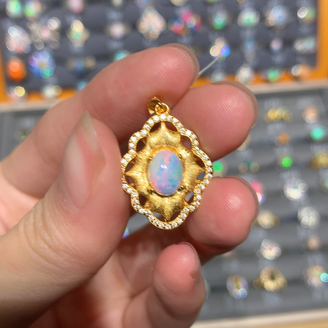 银S925镶嵌欧泊吊坠t