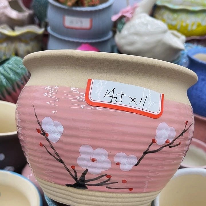 多肉绿植陶瓷花盆9.9包邮，有孔