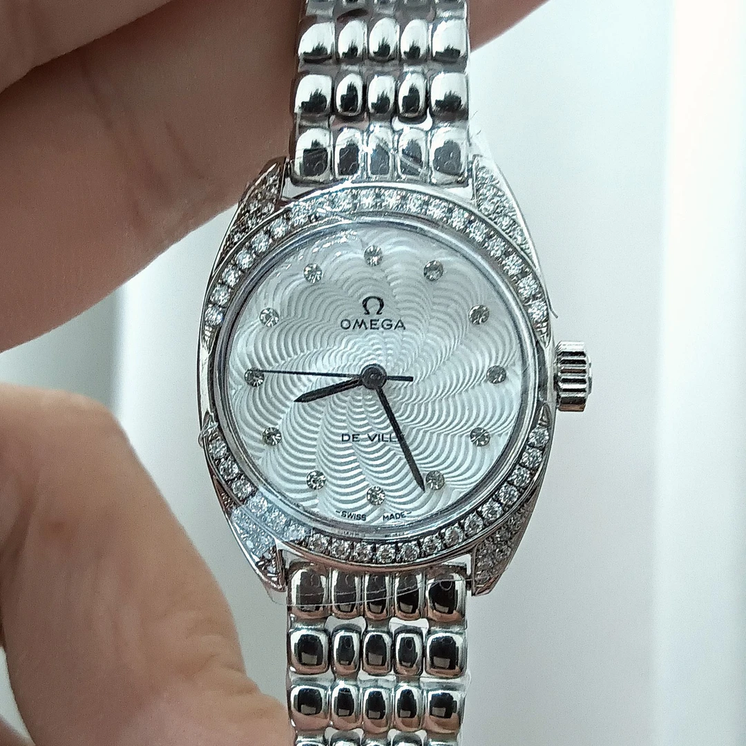 95新 Omega/欧米茄 手动机械表后镶钻盘23x25/256103389