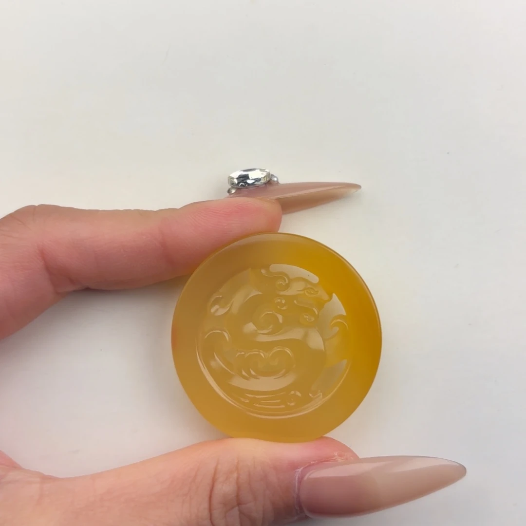 獨***蘭未镶嵌黄蜡石挂件石英质玉