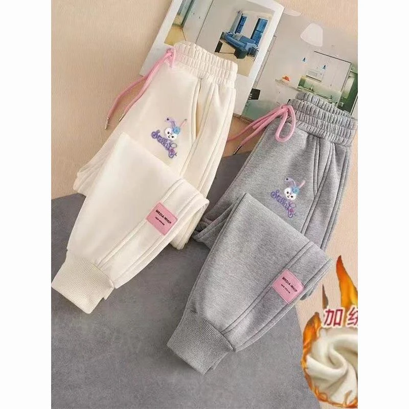 女童加绒裤子秋冬2025新款儿童洋气运动裤中大童长裤女孩加厚卫裤