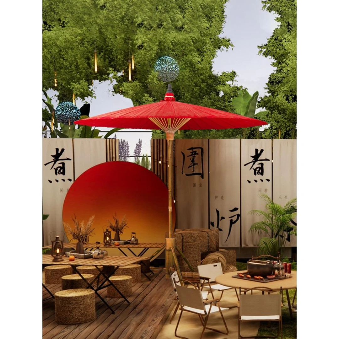 户外遮阳庭院伞网红摆摊伞室外沙滩防晒伞泰国油纸伞围炉煮茶大伞