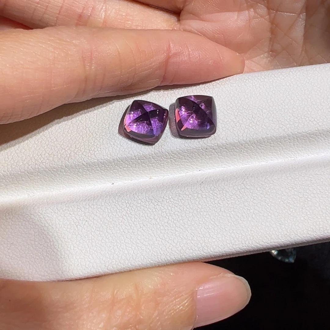 颜****未镶嵌紫晶珠宝半成品6.8ct两颗