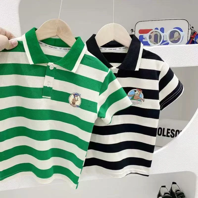 男童短袖POLO衫条纹T恤夏季新品儿童韩版帅气休闲百搭翻领上衣潮