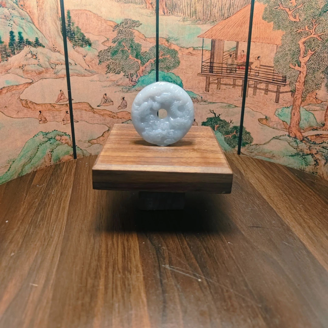 X和田玉圆珠九龙平安扣吊坠0533