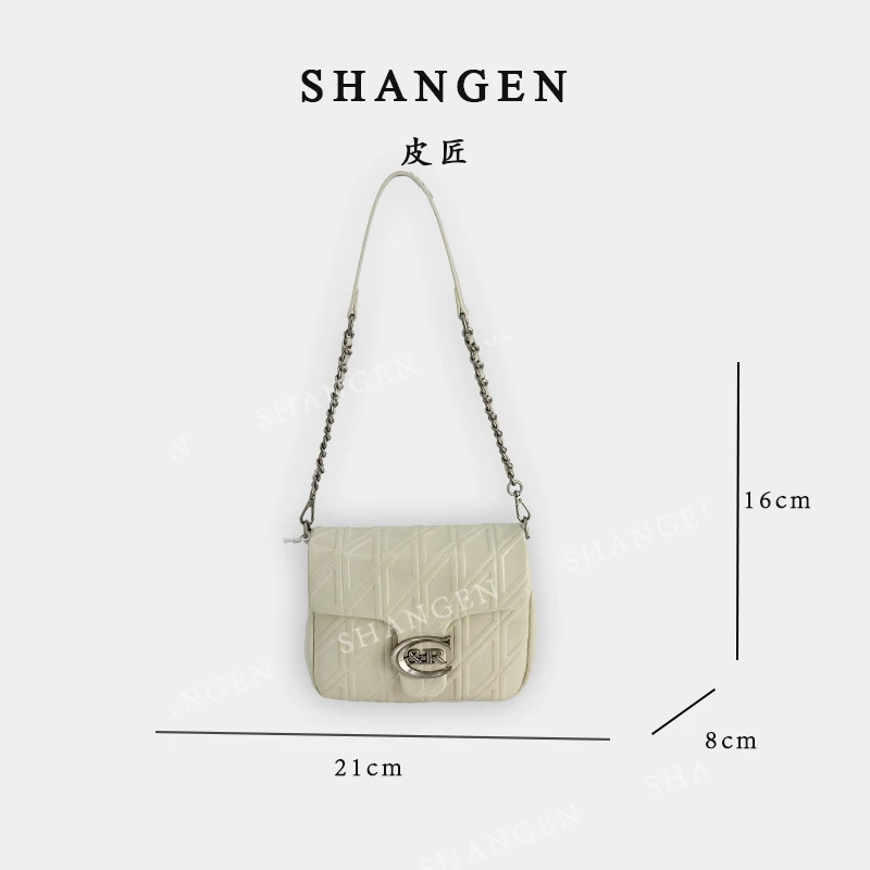 【尚恩CC】QYX-9726-1-米白-轻奢时尚女士新款单肩斜挎包