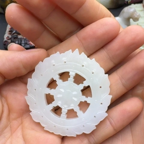 和田玉未镶嵌挂件青*